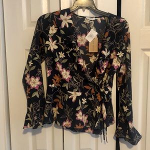 Blue Pepper Wrap Around Vintage Floral Blouse